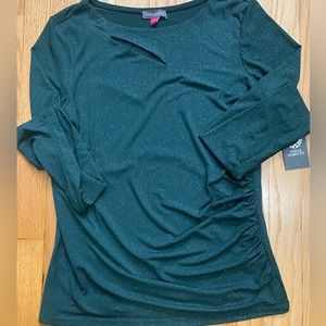 Vince Camuto Green Shinny long sleeve blouse. NWT